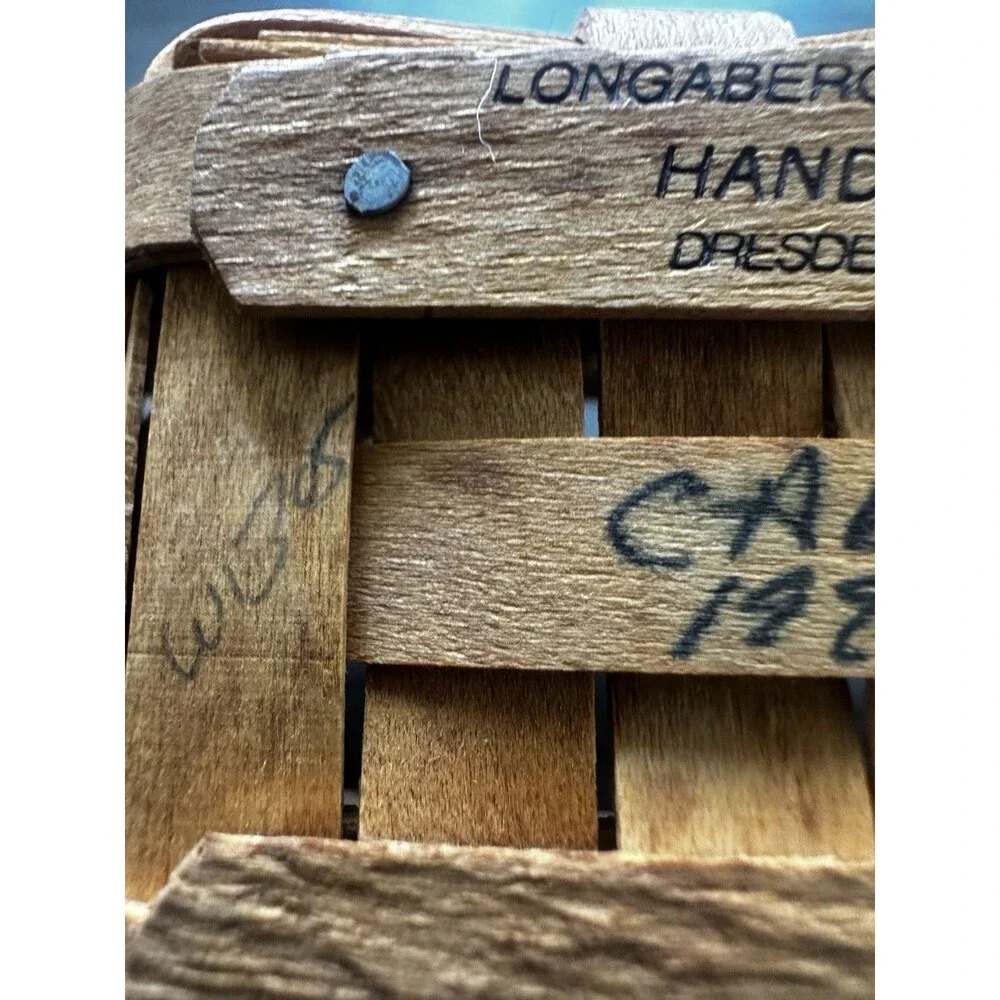 Longaberger 1998 Small 3.5” Wall Pocket Oregano Handmade Basket W/Bracket Hanger